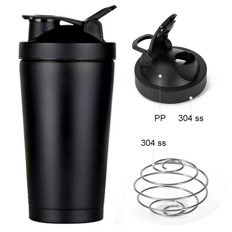 Shaker Cup, Stainless Steel Shaker Bottle with Wire Whisk, BPA Free Shaker  Cup Blender Set for Protein Mixes & Pre Workout - 25 oz Black 