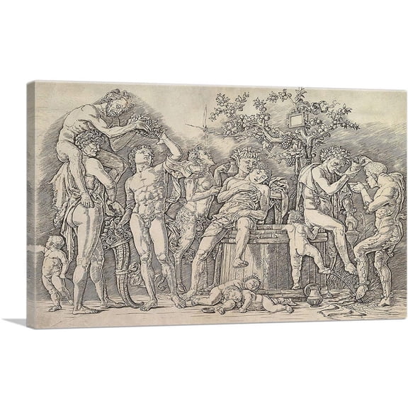 ARTCANVAS Bacchanal With a Wine Vat 1470 Canvas Art Print by Andrea Mantegna - Size: 18" x 12" (0.75" Deep)