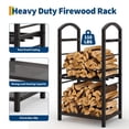 thumbnail image 4 of Kojooin 30 in Firewood Rack, Outdoor Indoor Log Rack with Kindling Hooks for Fireplace, Patio or Deck Storage, 4 of 8