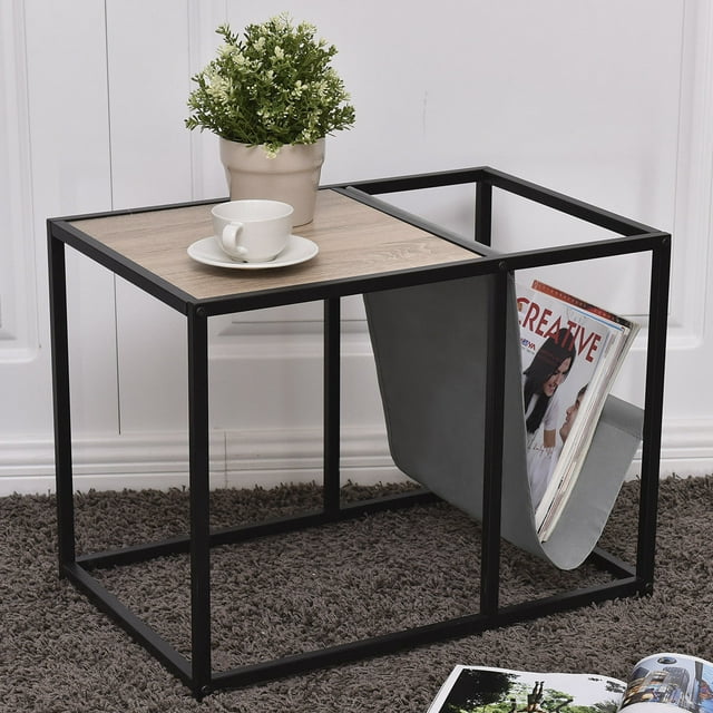 Gymax Table d'Appoint Latérale Accent en Métal Organisateur de Magazines Salon Bureau
