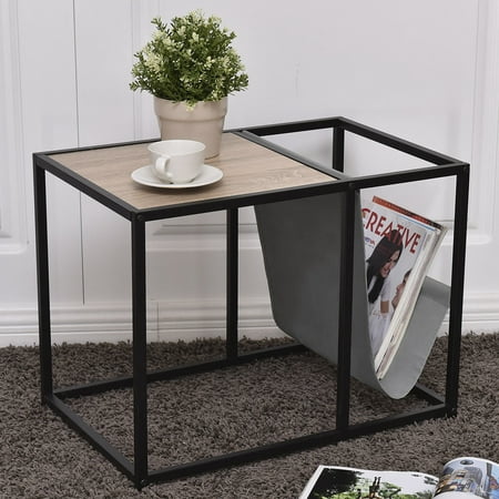 Gymax End Table Side Accent Metal Magazine Organizer Living Room Office