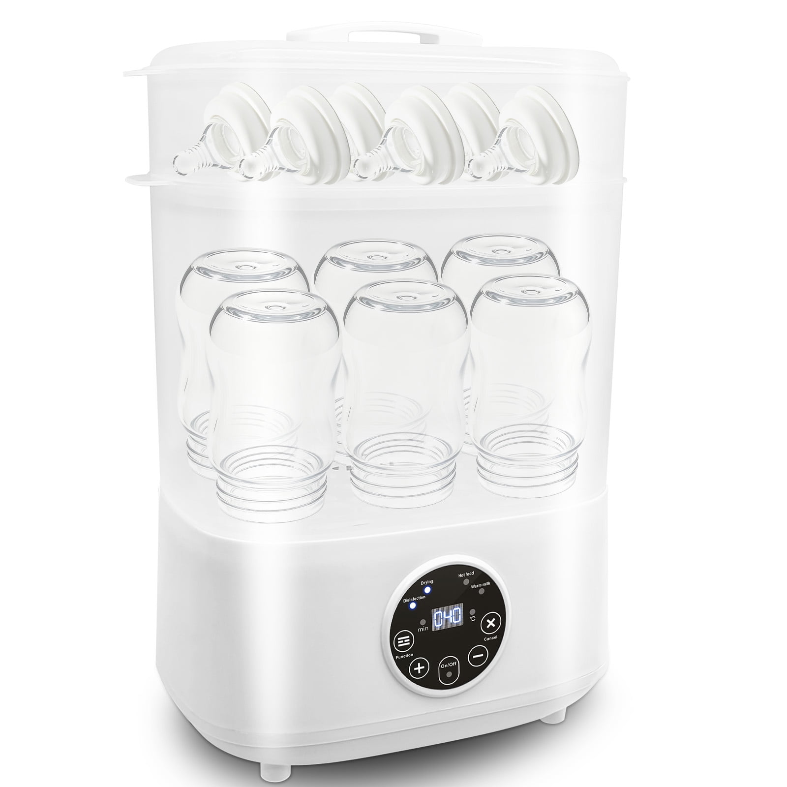 Tucraew Baby Bottle Sterilizer Dryer, 5-in-1 Electric Steam Washer with Touch LCD, 2-Layer