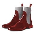 thumbnail image 3 of XYD Women Closed Round Toe Chunky Low Heel Chelsea Ankle Boots Slip-on Elastic Booties Daily Comfy Shoes Size 7 Red, 3 of 4