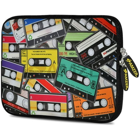 Designer Universal 10.5 Inch Neoprene Sleeve Pouch for Apple iPad 9.7 iPad Air 1 2 iPad Pro 9.7  - Audio Cassette Scatter (Fit with Smart Folio Skin TPU