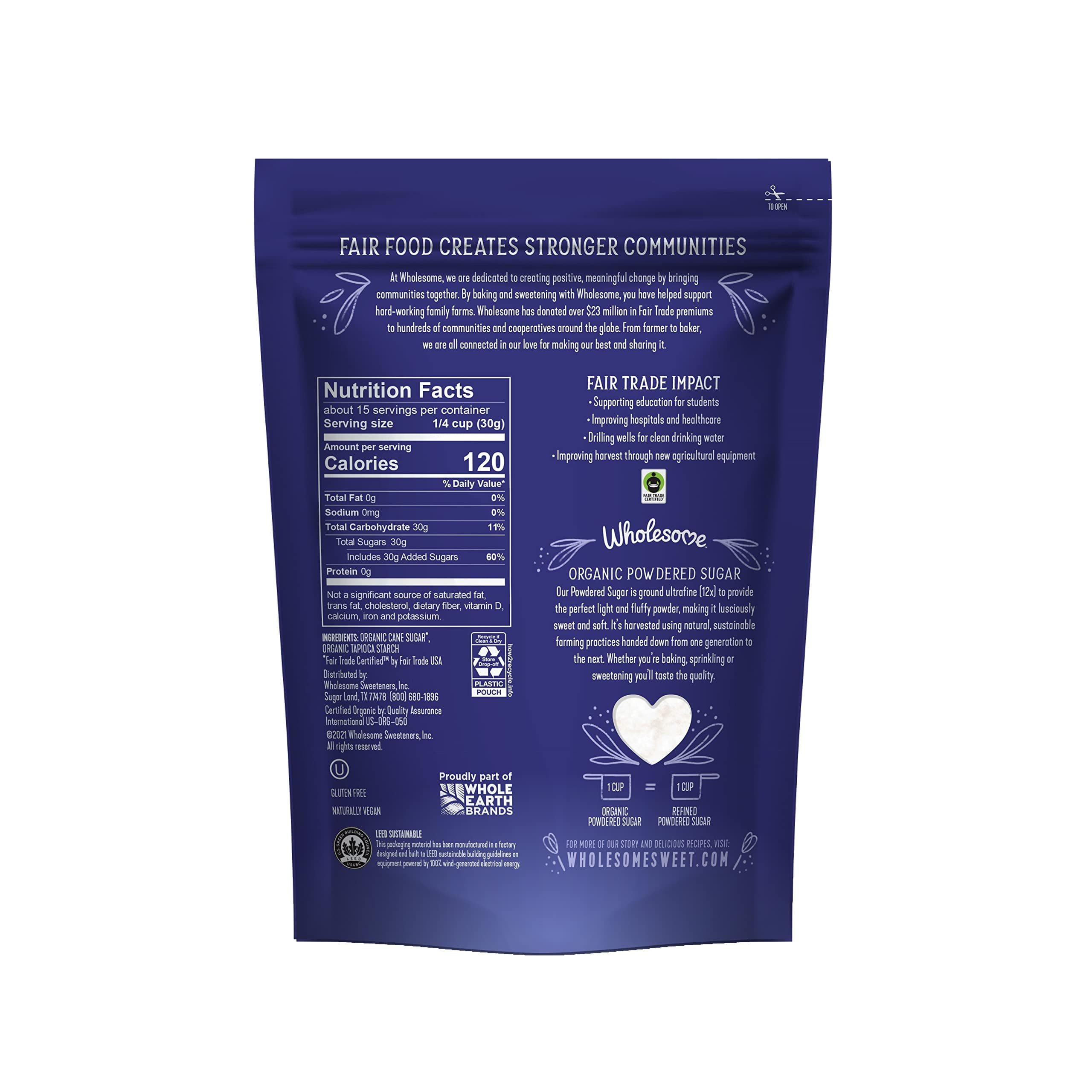 Wholesome Organic Powdered Confectioners Sugar, 16oz, Pack of 6 (1 Pound (Pack of 6))