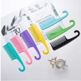 thumbnail image 2 of Peine de dientes anchos de 7 piezas, peine grande con gancho, peine de dientes anchos para cabello rizado, cabello húmedo y seco, peine desenredante, peine para peinar y champú, 7 colores, 2 of 5