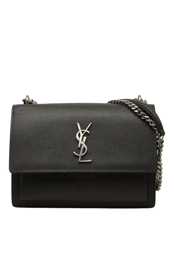 Pre-Owned Saint Laurent YSL Logo Sunset Medium Chain Shoulder Bag 442906 Gray Leather Women's...