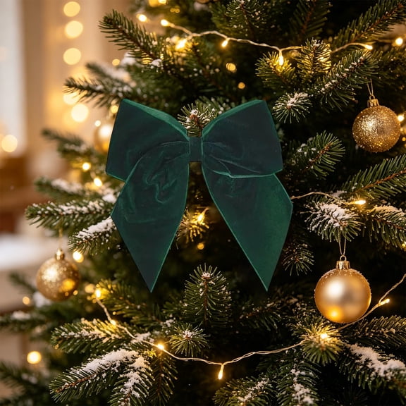 Christmas Decorative Bow, Dark Green, for Christmas Tree and Wreath Decor, bldnkj