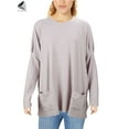 thumbnail image 3 of PULLIMORE Women Casual Crewneck Sweatshirt Long Sleeve Oversized Pullover with Pockets Shirts Tops(Size 2XL, Gray), 3 of 9