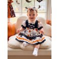 thumbnail image 6 of RUINIXCW Baby Girl Halloween Dress Pumpkin Skull Print Short Sleeves Dress Headband, 6 of 8