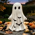 thumbnail image 4 of Bklubk Ceramic White Ghost Halloween Decor Light Up Ghost Figurine With Cutouts Spooky Tabletop Ornament For Mantel Shelf Indoor Holiday Decoration, 4 of 5