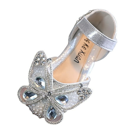 

Girls Sandals Fashion Spring Summer Dress Dance Show Princess Shoes Pearl Rhinestone Mesh Big Bow Baby Daily Footwear Casual First Walking