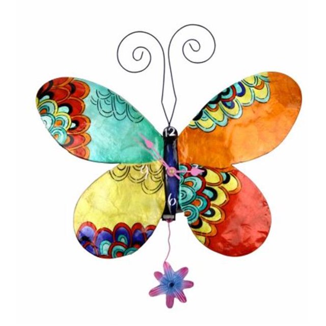 River City Clocks MBUFL-12 Metal Multicolor Butterfly Clock