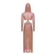 thumbnail image 4 of Lejafay Robe Maxi Transparente à Manches Longues pour Femmes, Fente Haute, à Capuche, Robe de Couverture Transparente, Nude S, 4 of 5