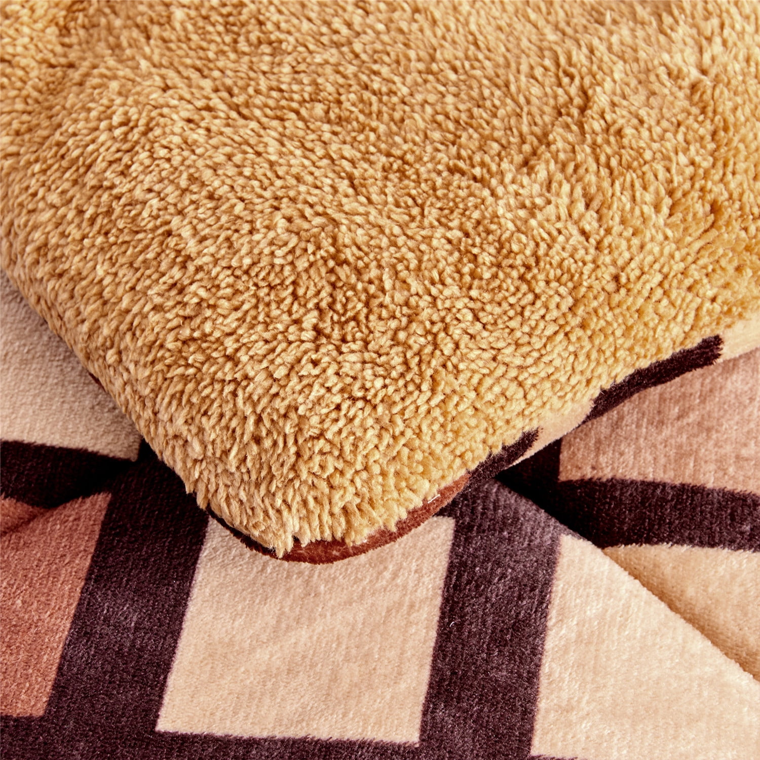 JML Plush Sherpa Bed Blanket, Fluffy & Soft, Reversible, Thick, Queen 75"x83",Coffee Plaid