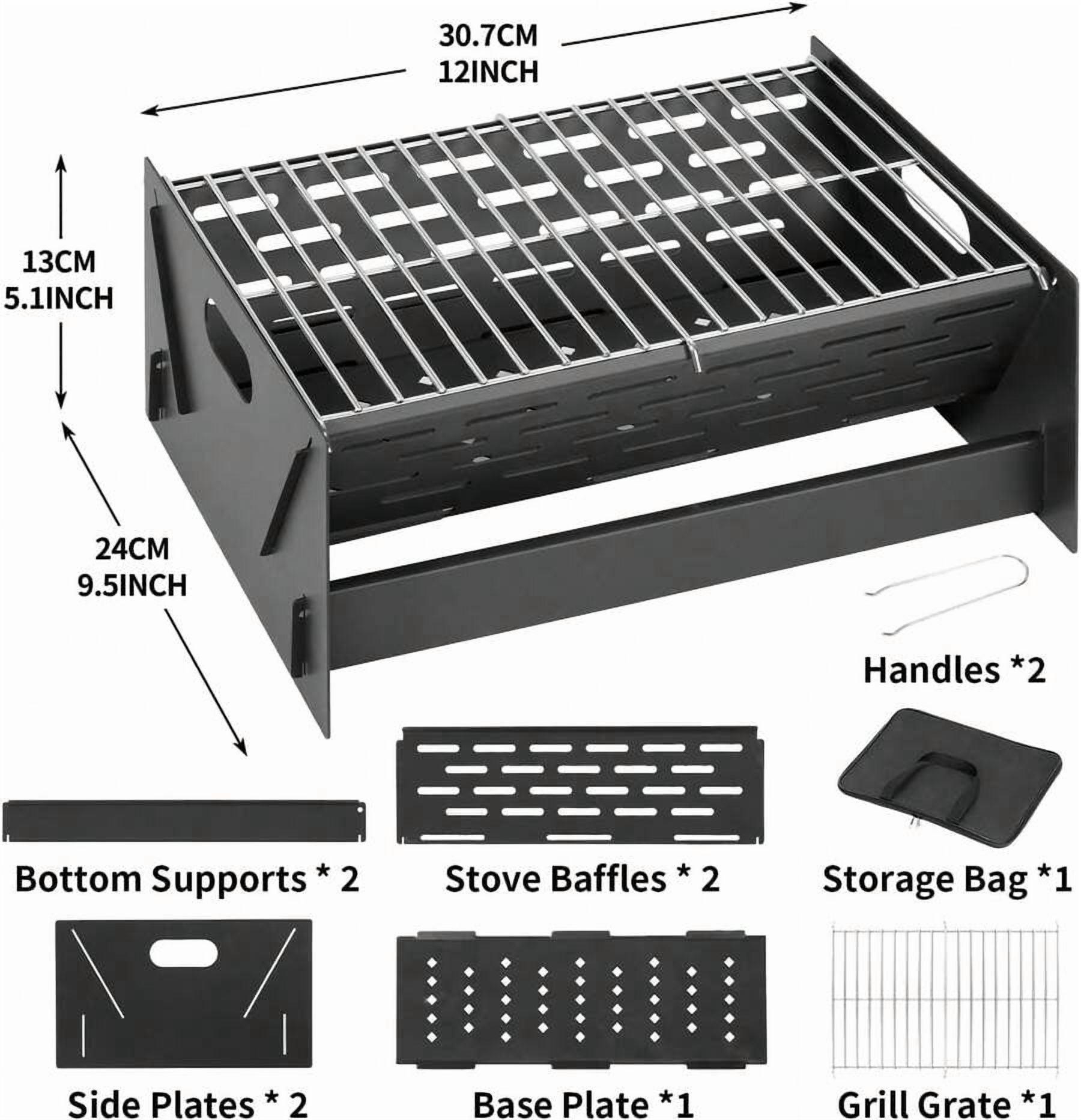 15.9" Foldable Portable Camping Charcoal Grill - Rust-Resistant Compact Tabletop Grill With Detachable Grate & Quick Assembly For Outdoor Cooking BBQ Smokes Beach Patio Backyard