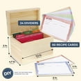 Juvale Unfinished Wood Recipe Box for DIY Crafts with Cards and