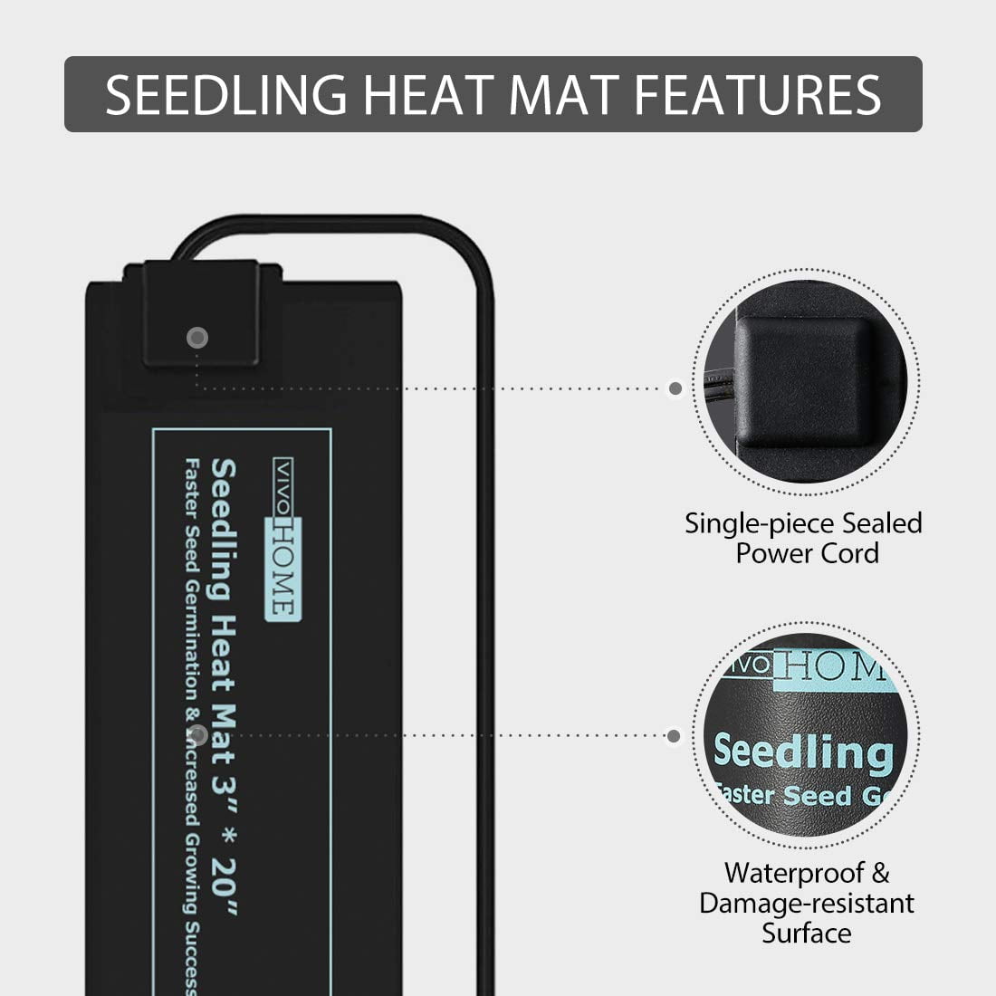 3" x 20.75" Waterproof Seedling Heat Mat