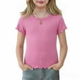 thumbnail image 2 of CPNG Girls Ribbed Knit Ruffled T Shirts Toddler Baby Girls Comfortable and Stylish Short Sleeved Ruffle T Shirts(Pink,12-18 Months), 2 of 8