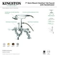 thumbnail image 4 of Kingston Brass CC409T2 Vintage 7" Center Deck-Mount Clawfoot Tub Faucet with Hand Shower, Polished Brass, 4 of 5
