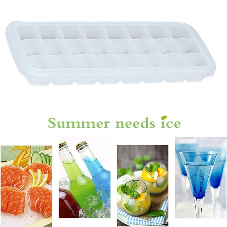 Eqwljwe Clearanceeqwljwe Ice Cube Tray with Attached Lids - Easy Release Ice Cube Molds, 16 Cubes per Tray, Stackable, Microwave & Dishwasher Safe, 100% Food
