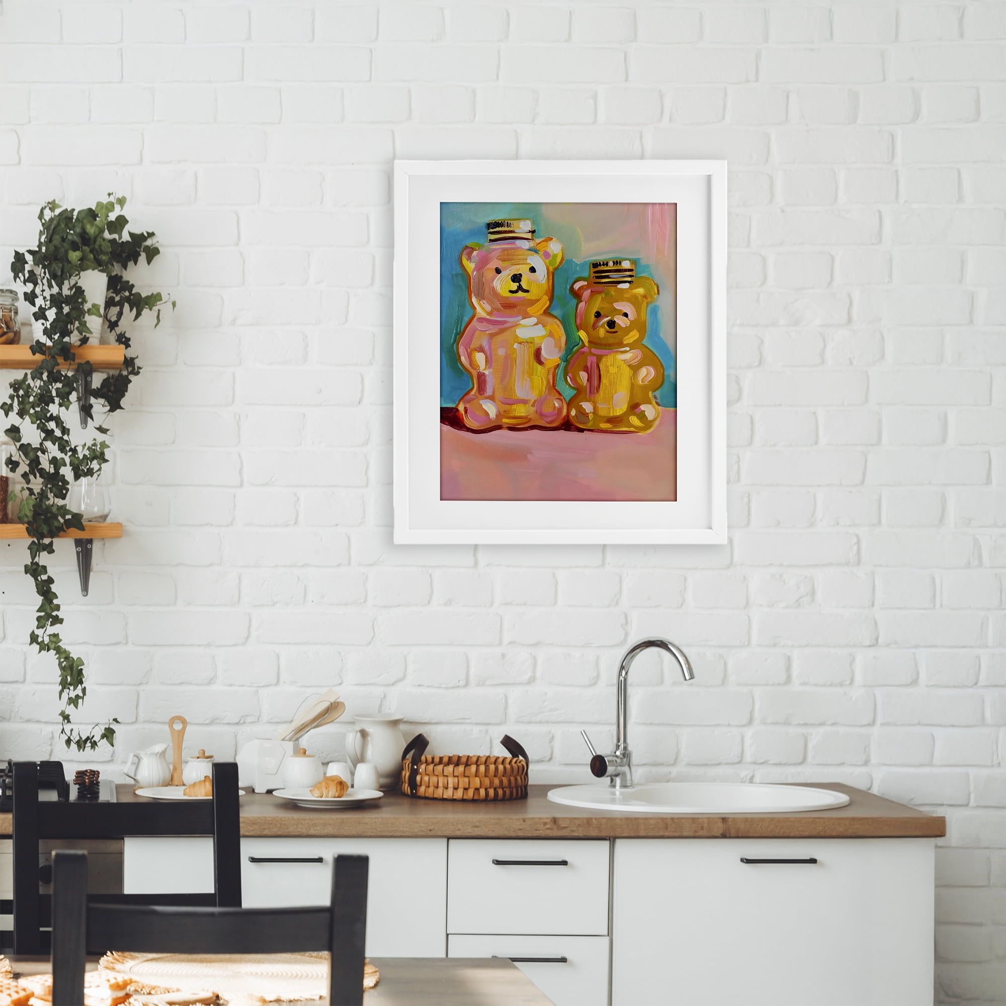 Stupell Industries Joyful Honey Bears Duo White Framed Print Under Glass, design by The Prints Vibe