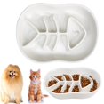 thumbnail image 1 of Cat Dog Bowls Slow Feeder Ceramic Fishbone Design Anti Gulping, 1 of 1