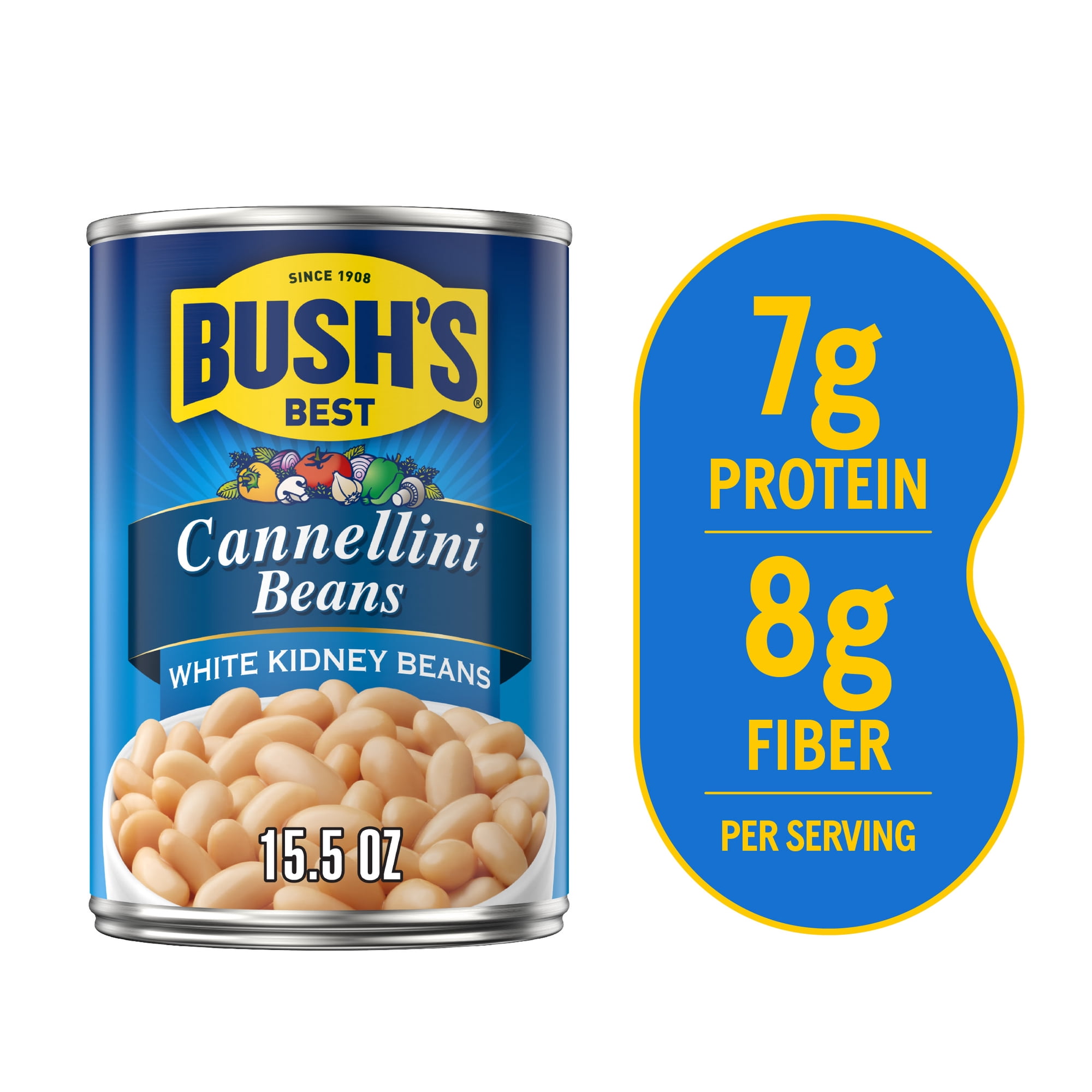 Bush's Cannellini Beans, Canned White Kidney Beans, 15.5 oz Can