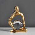 thumbnail image 1 of Estatua de abstracto de europeo, decoración de escultura, personaje de resina para decoración de estantería, regalos de cumpleaños, Meditación de oro perfecl Estatuilla abstracta, 1 of 8