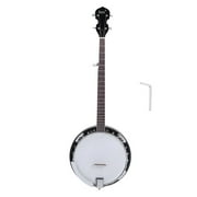 Five String Banjo Round Size Mahogany Resonator Stringed Musical Instrument