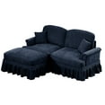 thumbnail image 3 of JERFIT Mid Century Modular Loveseat with Ottoman, L-Shaped Chenille Sofa Couch, Flared Arms & Removable Ruffle Skirt, Blue, 3 of 10