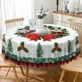 thumbnail image 2 of Nanqianyi Christmas Holly Tablecloth Round 70 Inch Winter Xmas Tree Leaves Wrinkle Resistant Table Cloth for Home Kitchen Dining Party Picnic, 2 of 10