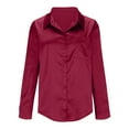 thumbnail image 4 of Qulqfy Womens Button Down Blouse Long Sleeve Silk Dressy Casual Red Shirts Collared Pockets Shirts Womens Tops, 4 of 6