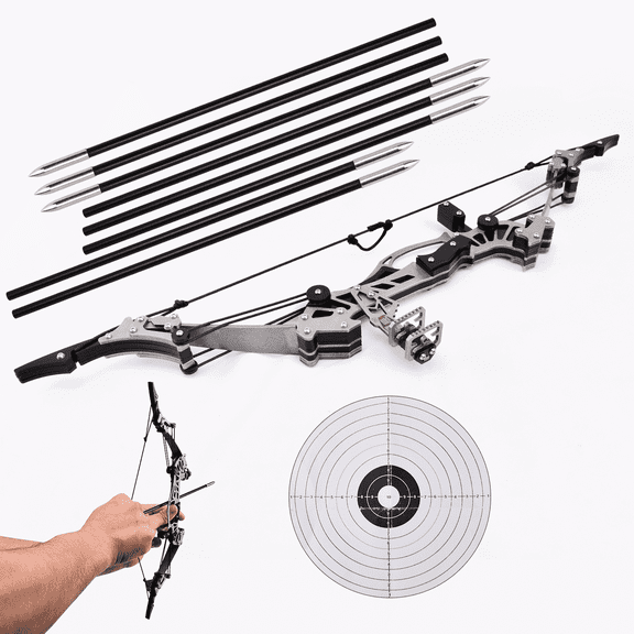16.5‑Inch Stainless Steel Mini Compound Bow and Arrow Set, Ambidextrous for Shooting Practice & Archery
