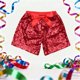 thumbnail image 5 of Pantalones cortos de lentejuelas con lazo de color sólido para niños con cintura elástica, ropa de actuación para festivales, pantalones de baile, pantalones de poliéster para niños, 5 of 5