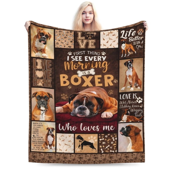 Boxer Dog Blanket Cute Puppy Throw Blanket Super Soft Flannel Throw Blanket Lightweight Fluffy Plush Fuzzy Bed Blanket for Cute Pet 50x40