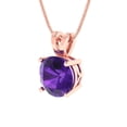 thumbnail image 2 of Clara Pucci 18K Rose Solid Hypoallergenic Gold 1.5Ct Natural Amethyst Round Brilliant Cut Solitaire Designer Necklace Pendant For February, 2 of 6