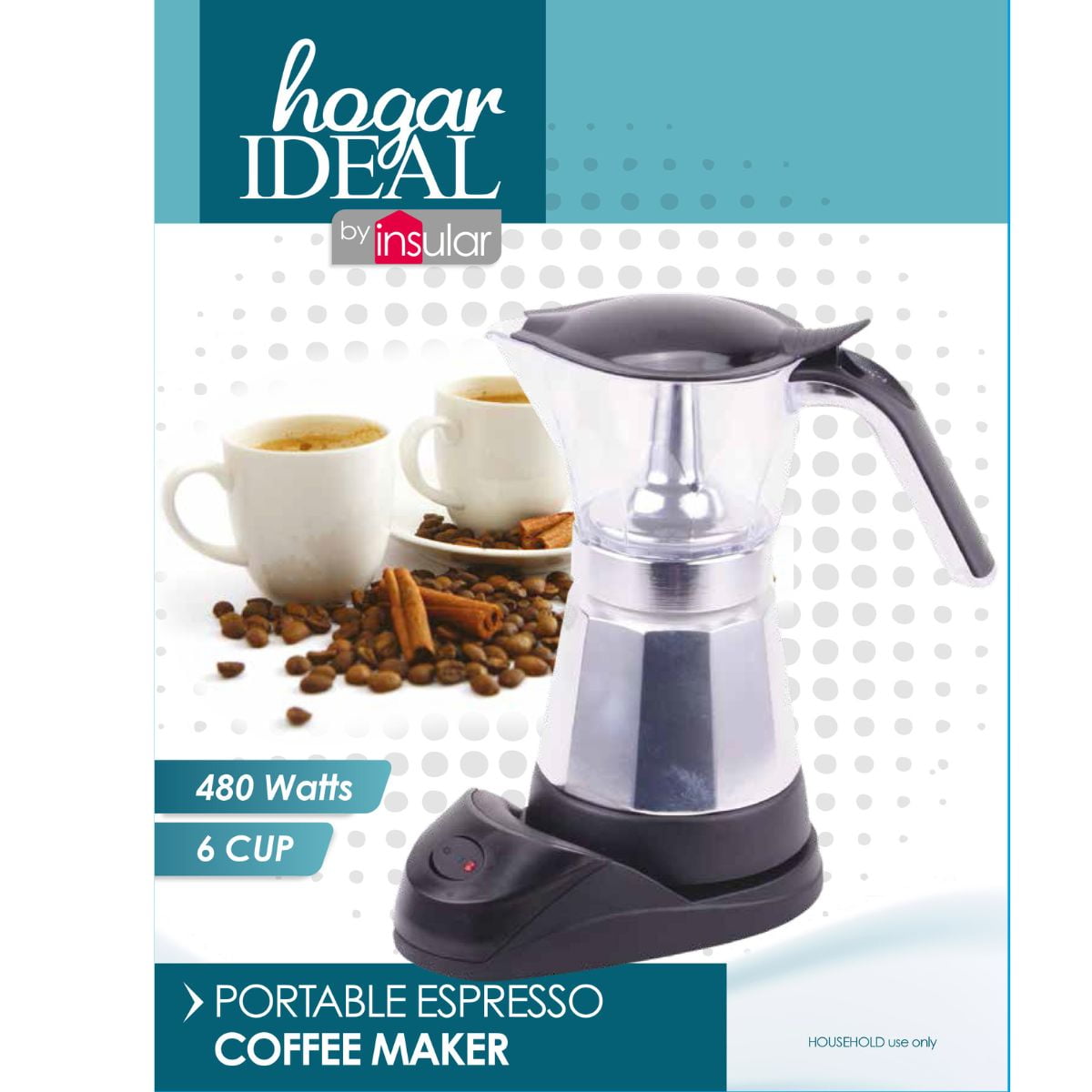 Hogar Ideal 550W Electric Espresso Coffee Maker - 6-Cup Capacity