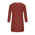thumbnail image 5 of Herrnalise Women’s Dresses Summer 2024 Fashion Cotton And Linen V-neck Loose Three Quarter Sleeve Solid Knee-High Dress S-2XL, 5 of 8