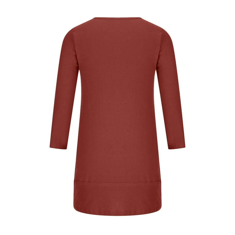 Zpanxa Women's Summer Cotton Linen Dresses, V-Neck 3/4