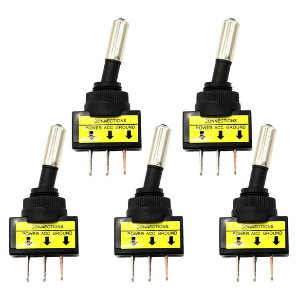 5X 12V DC 20A Interruptor De Palanca Del Indicador Del Eje De Balancín De 3 Pernos LED Para El Motor Auto Del Yate Del Coche Auto naranja shamjiam Interruptor de luz LED