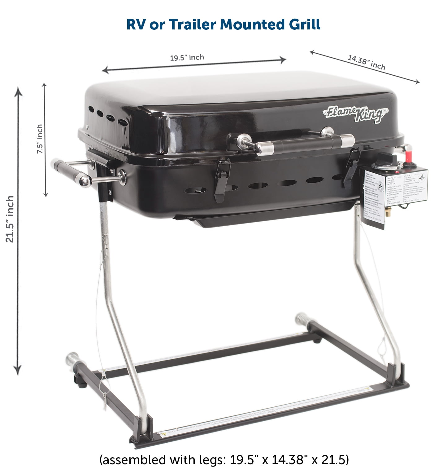 Flame King RV/Trailer Mountable BBQ Motorhome Portable Gas Grill, Complete Steel Grilling Station – Great for National Tequila Day Cookouts