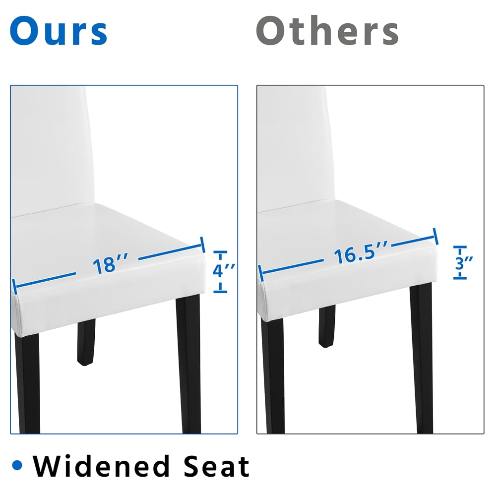 Alden Design Padded Parson Dining Chairs with Solid Wood Legs, Set of 4, White