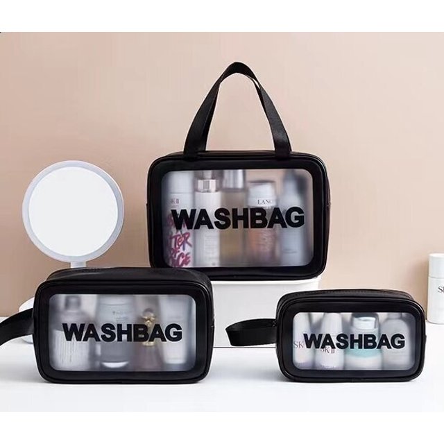 Nueva bolsa de maquillaje portátil de gran capacidad bolsa de tocador de almacenamiento de viaje portátil impermeable bolsa de almacenamiento de cosméticos transparente