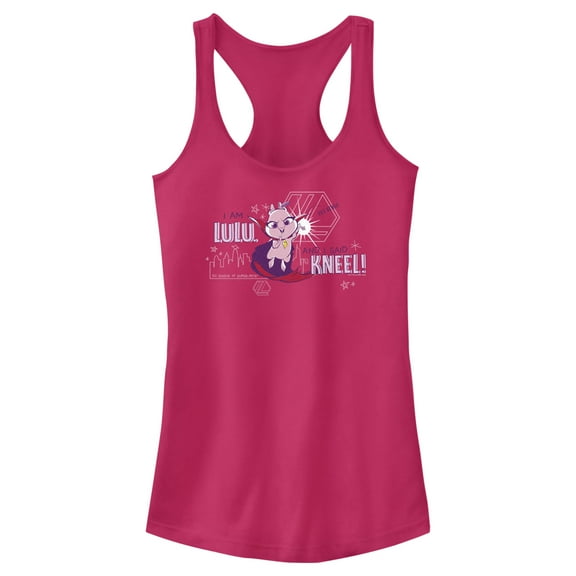 Junior's DC League of Super-Pets I am Lulu and I Said Kneel Cartoon Racerback Tank Top Dark Pink Medium