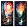 thumbnail image 2 of Designart "Mystic Horizons Space Asteroids I" Astrology Framed Wall Art Set Of 2 - Coral Spiritual Frame Gallery Set For Office Decor, 2 of 7