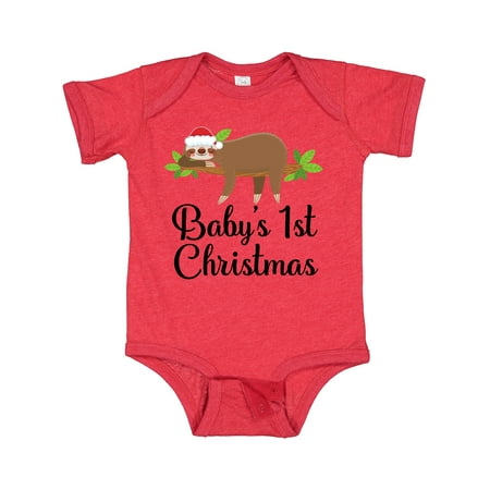 

Inktastic Sloth Babys 1st Christmas Gift Baby Boy or Baby Girl Bodysuit