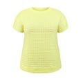 thumbnail image 5 of GRACE & GRANDEUR Women's Plus Size Summer Blouse Pointelle Knit Boat Neck Top Loose Raglan Sleeve Hollow Casual Blouses 2X Yellow, 5 of 7