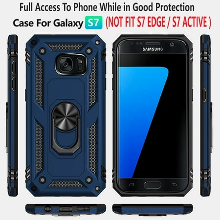 Samsung Galaxy S7 Case, STARSHOP Drop Protection Ring Kickstand Cover- Ink Blue