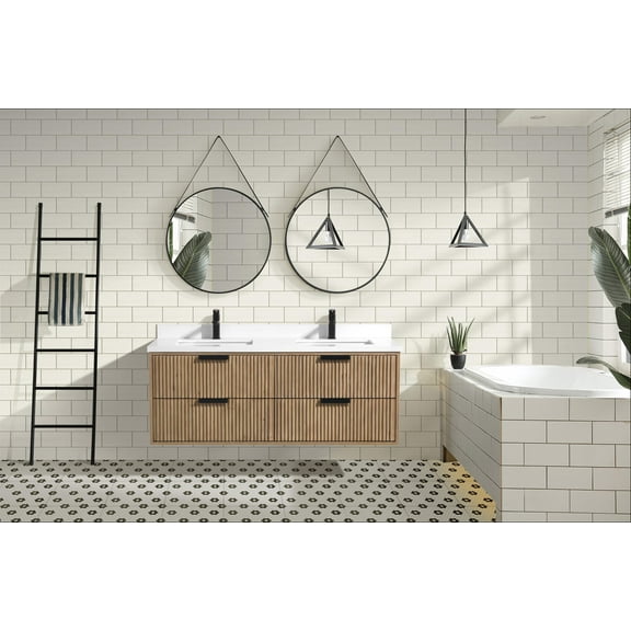 San Diego 55" Floating Bathroom Vanity Weathered Fir